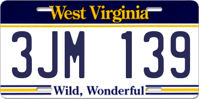 WV license plate 3JM139