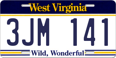 WV license plate 3JM141