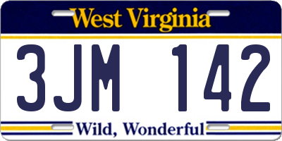 WV license plate 3JM142