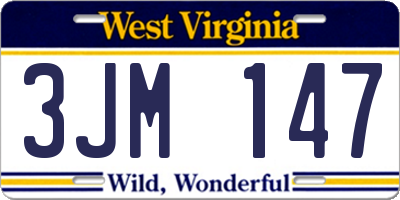 WV license plate 3JM147