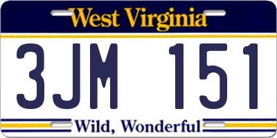 WV license plate 3JM151