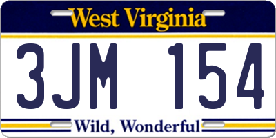 WV license plate 3JM154