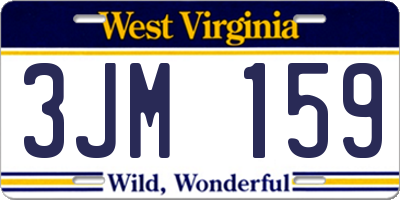 WV license plate 3JM159