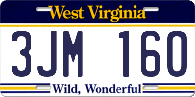 WV license plate 3JM160