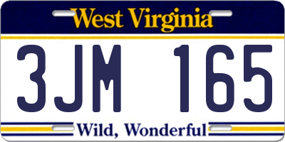 WV license plate 3JM165