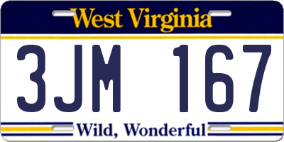 WV license plate 3JM167