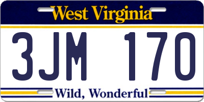 WV license plate 3JM170