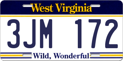 WV license plate 3JM172