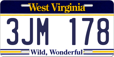 WV license plate 3JM178