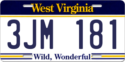 WV license plate 3JM181