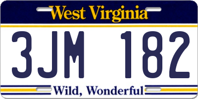 WV license plate 3JM182