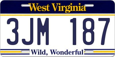 WV license plate 3JM187