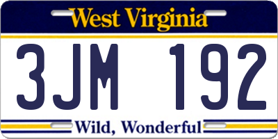 WV license plate 3JM192