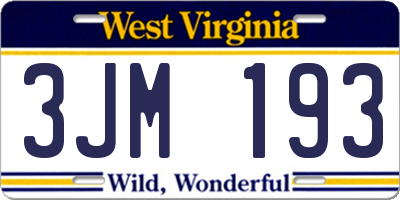 WV license plate 3JM193