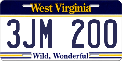 WV license plate 3JM200