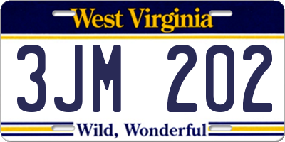 WV license plate 3JM202