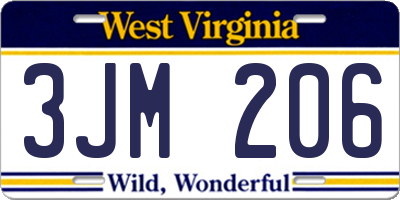 WV license plate 3JM206