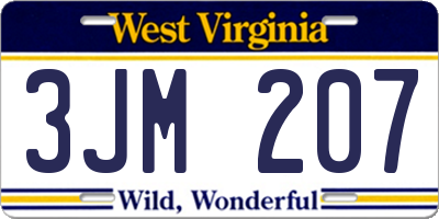 WV license plate 3JM207