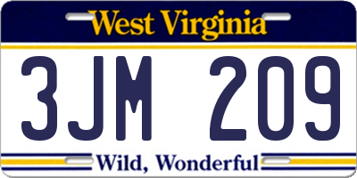 WV license plate 3JM209