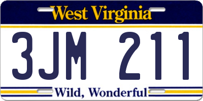 WV license plate 3JM211