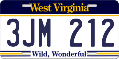 WV license plate 3JM212