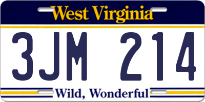 WV license plate 3JM214