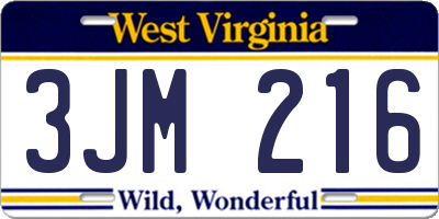 WV license plate 3JM216