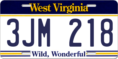 WV license plate 3JM218