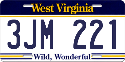 WV license plate 3JM221