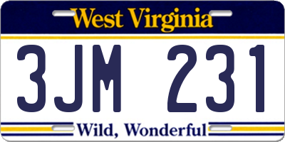 WV license plate 3JM231
