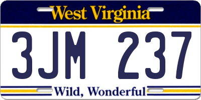 WV license plate 3JM237