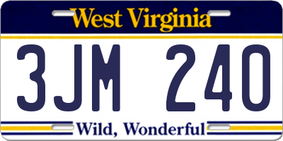 WV license plate 3JM240