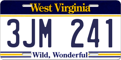 WV license plate 3JM241