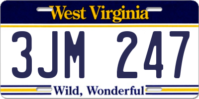 WV license plate 3JM247