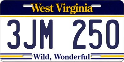 WV license plate 3JM250