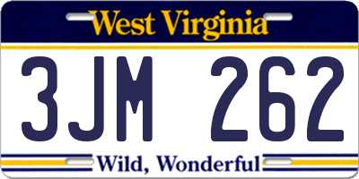 WV license plate 3JM262