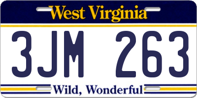 WV license plate 3JM263