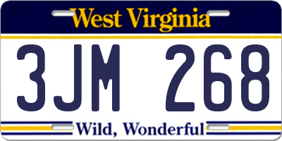 WV license plate 3JM268