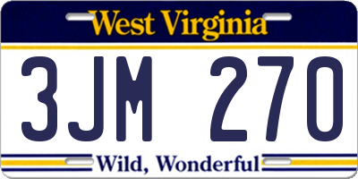 WV license plate 3JM270