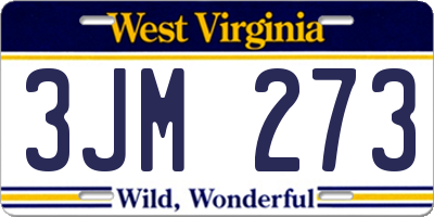 WV license plate 3JM273
