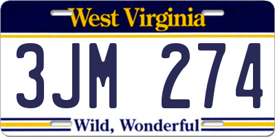 WV license plate 3JM274