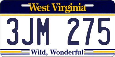 WV license plate 3JM275