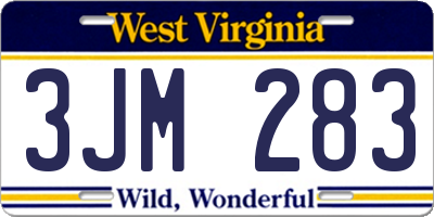 WV license plate 3JM283