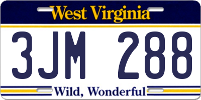 WV license plate 3JM288