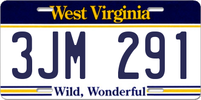 WV license plate 3JM291