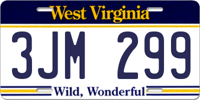WV license plate 3JM299