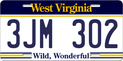 WV license plate 3JM302