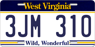 WV license plate 3JM310