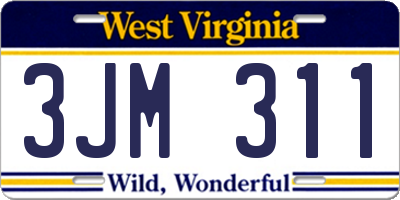 WV license plate 3JM311
