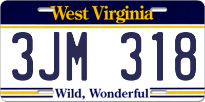 WV license plate 3JM318
